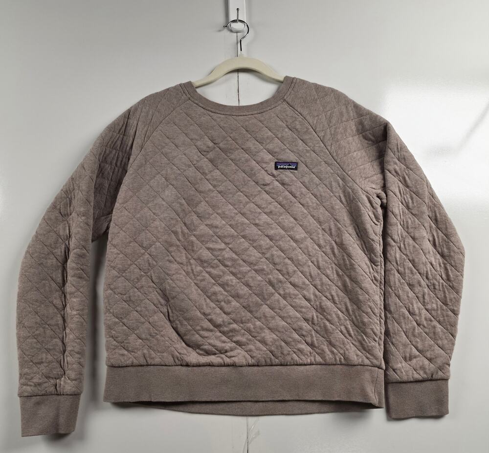 Womens Patagonia Organic Cotton Quilted Crewneck Sweatshirt Brown M/L 0072